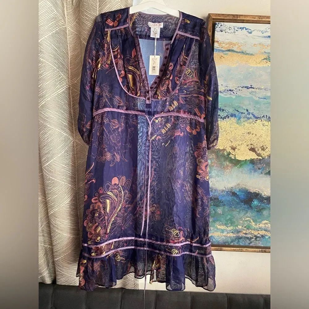LaRok Dress Women Size Small Multicolored Tunic 3/4 Sleeves NWT